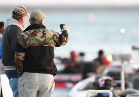 A lot of the fans come to cheer on the anglers. To find specific anglers, it  becomes quite the 