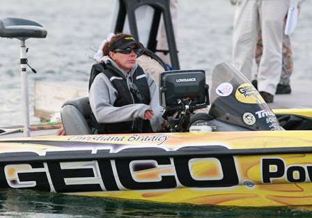 Pro Christiana Bradley is easily recognized as she is featured in many Geico ads in Bassmaster Magazine. Bradley hauled her Geico Triton from Bealeton, Va., for this event.
