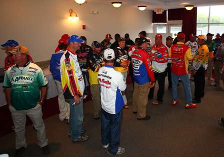 Elite Series anglers visit before being paired with their Day One Marshals