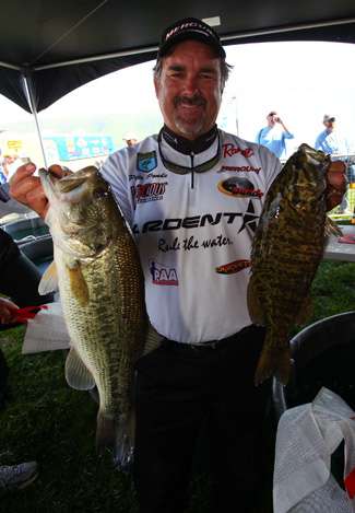 Pete Ponds brought a mixed bag of smallmouth and largemouth to the scales on Day Two. 