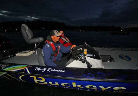 Marty Robinson is having his best tournament of the year, and idles away from the dock to begin fishing Saturday.