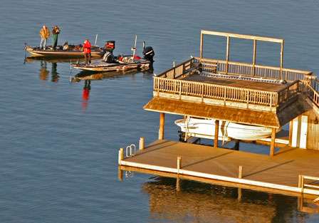 Jason Williamson makes a long cast towards a dock early on Day Four of the Evan Williams Bourbon Blue Ridge Brawl on Smith Mountain Lake.