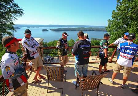 Anglers visited before the tournament briefing, and checked out the view of the battlefield for the Synergy Southern Challenge on Lake Guntersville. 