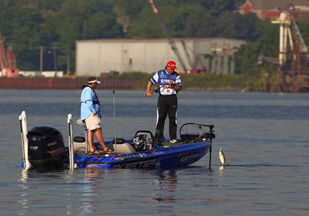 Jones was catching bass on consecutive casts early on Day One of the Synergy Southern Challenge on Lake Guntersville. 