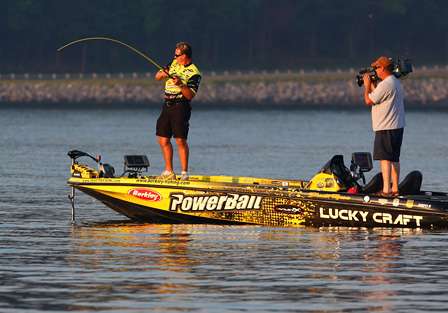 Tournament leader Skeet Reese got off to an early start on Day Two of the Synergy Southern Challenge on Lake Guntersville. 