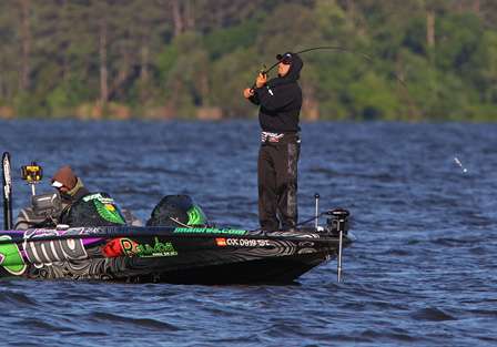 Fred Roumbanis started the final morning of the Synergy Southern Challenge in 12th place with 63 pounds, 5 ounces. 