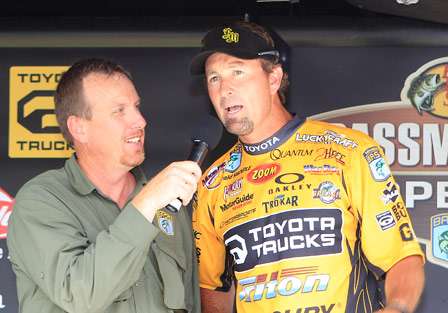 Elite Series pro Gerald Swindle talks about fishing Smith Lake in the early days of his bass fishing career before going pro. He took the lead on Day One and held it with 14-03 on the day.