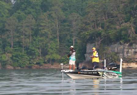 Elite pro Chris Lane was hammering on a point where one boat would leave and another would come in. The right timing has a lot to do with catching fish in areas like this one.