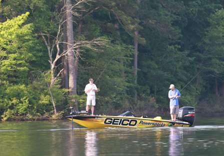 Pro Mark Peiser was one of the last boats out on Day Two, missing that early bite he enjoyed on Day One.