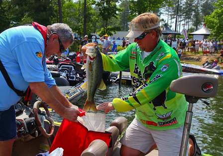 J. Todd Tucker tied with big bass honors on day one with a fish weighing 5 pounds, 8 ounces.