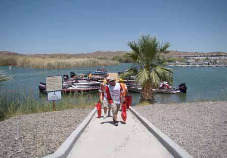 BASS Federation Western Divisional - Martinez Lake, Az.<br />Anglers bring up their fish for weigh-in on Day Two.
