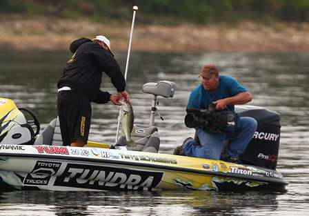 Scroggins starts Day Three with the size fish that has been difficult to come by on Clarks Hill Lake. 