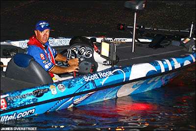 Scott Rook begins the final day of the Bassmaster Legends sponsored by Goodyear on the Arkansas River in second place.