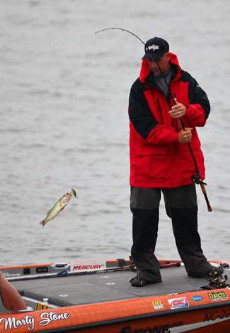 Marty Stone caught his first fish as many of his competitors were still waiting to take off.