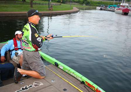 Brent Chapman spends a few minutes making sure his lure is running straight prior to launch.