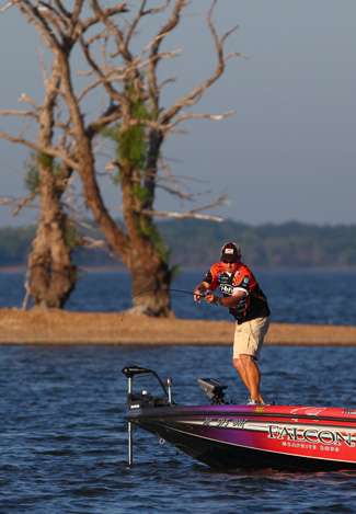 Mike McClelland was hooked up with a good fish very early on Day One of the AutoZone Sooner Run. 