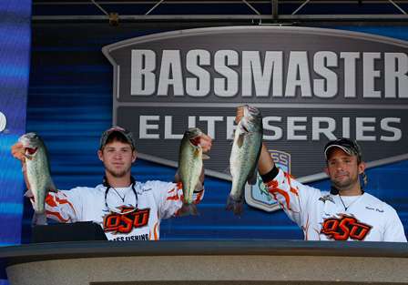 Chase Edmiston and Trevor Parks from Oklahoma State University weighed in 17 pounds in the Bassmaster College Classic.