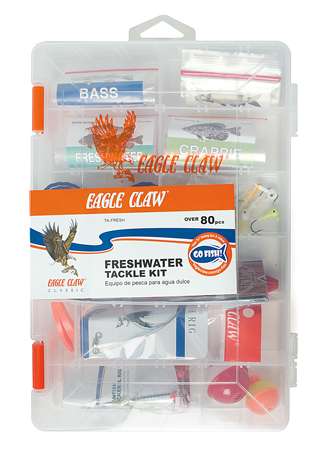 <b>Eagle Claw Freshwater Fishing pack </b><br/>This terminal tackle fishing pack has everything a beginner would need for a day on the water. It has jigheads, bobbers and hooks as well as species-specific information.