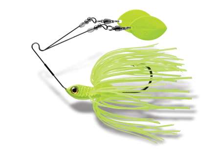 <b>Terminator Twin Spin</b><br>The Twin Spin puts a new spin on spinnerbaits. Rather than having the blades inline, they ride next to each other. This creates a more compact bait that has all the thump of a spinnerbait with inline blades.
