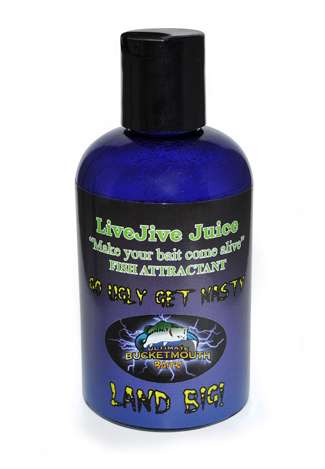 <b>Ultimate BucketMouth Live Jive Juice</b><br>Put a dash of Live Jive Juice in with your soft plastics and thing will 