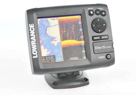 <b>Lowrance Elite-5 DSI</b><br>This fishfinder/chartplotter is bundled with a Lowrance exclusive Navionics Gold micro SD chartcard. It has DownScan Imaging technology with brilliant color displays and intuitive operation.