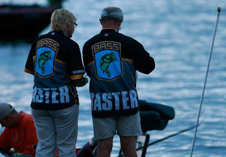 BASS staff prepare the proper paperwork in order to get the Day One launch of the first Bass Pro Shop's Northern Open on Lake Champlain started. 