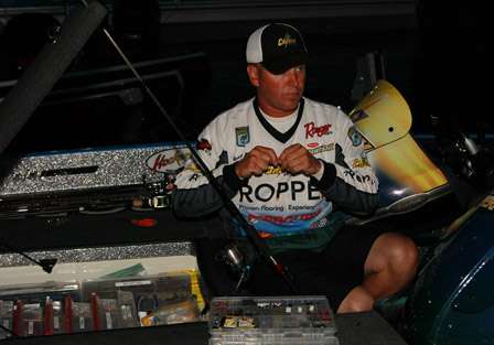 Pro Jason Root makes final adjustments to his gear. He will have plenty of time, as he has a late take-off number for Day Two.