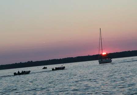 The sun treats everyone in attendance as the anglers take to Lake Champlain.