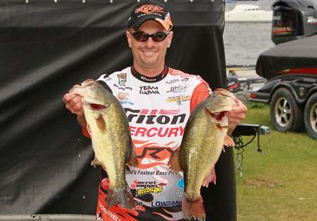 Elite Series pro Randy Howell was all smiles after smoking this pair of aces on Lake Champlain. He barely missed the cut in 32nd place.