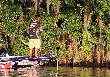 Greg Hackney fishes shallow waters on Sunday morning, Day Two of the Ramada Trophy Chase.