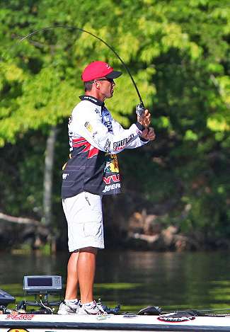 Edwin Evers puts a bend in his rod throwing a crankbait.