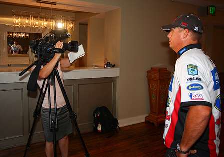Russ Lane does an interview with a Montgomery, Ala., television station. 