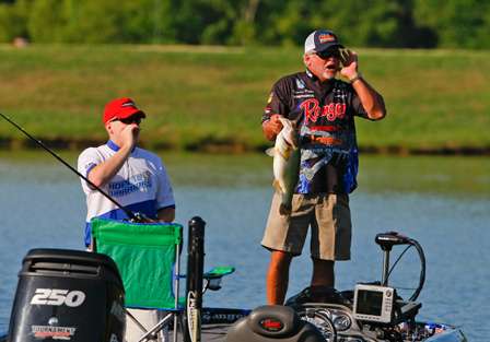 Tommy Biffle quickly caught a 6-pounder and he and Ryan Anderson began jawing at Greg Hackney, who was fishing close by.