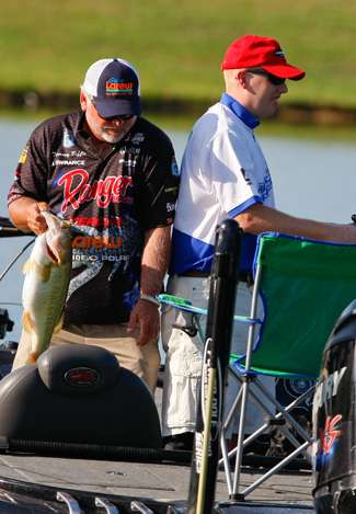 Teams were allowed to keep their biggest bass to weigh at the end of the day.