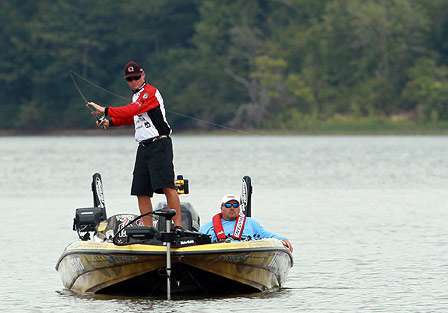 Gary Klein cranks the Alabama River channel Friday.