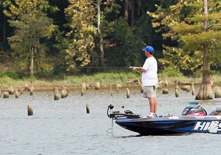 Cliff Pace fishes a backwater pocket Friday along the Alabama River.