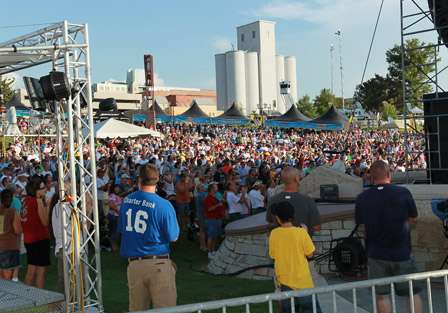 There was a large crowd on hand to witness the final weigh in of the Toyota Trucks Championship Week.