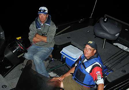 Iowa's Pete Cherkas (driver's seat) and partner Brian Beger of Michigan are ready to go fishing. 