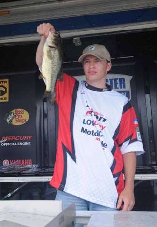Jacob Ginneberge-Campbell of Iowa weighed in a keeper during the Junior Bassmasters weigh-in segment.