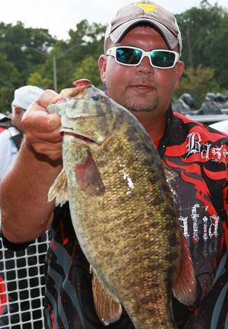 One of Elite Series pro Jeremy Stark's best of the day, a near 6 pound smallmouth bass.`