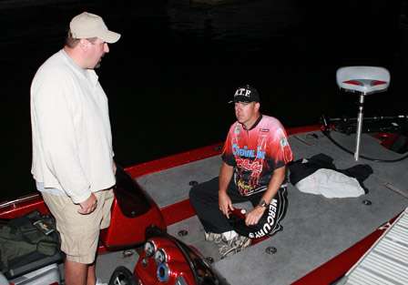 Mike Kaminskas and his co-angler, Steve Selfridge, talk about the potential of the day of fishing ahead of them.