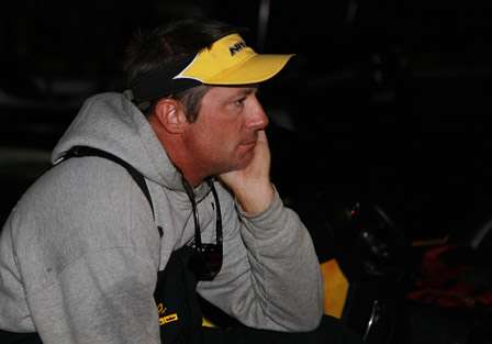 Teddy Carr is deep in thought at the docks on Day Two of the Bass Pro Shops Bassmaster Northern Open.