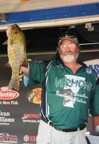 Vermont's Stephen Goulette has the biggest fish of the tournament with a 4-14 smallmouth.