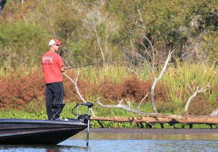 After making a move up the lake, pro Jonathon Van Dam re-composes himself and gets right back in the hunt.