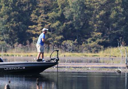 Pro Derek Allen goes back to work, but his body language says it all, the bass are short striking and every muscle in his body is on high alert.