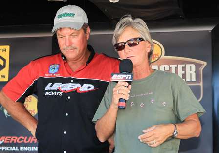 Pro angler Pam Martin-Wells wanted to say a few words about her husband Steven, who has always supported her in her professional career. Steven finished second in the co-angler division.