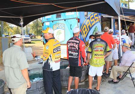 The last in line to weigh in was Day Two leader, pro Derek Allen. The other top finishers were just ahead of him.