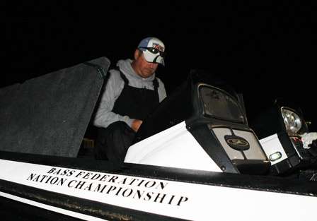 Brian Maloney makes his boat ready for competition.