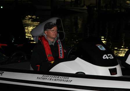 Jay Evans is backed into the water at the Red River Marina South on Day One of competition.