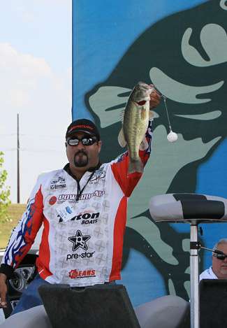 Isauro Tijerina representing Mexico shows his best fish of the day.
